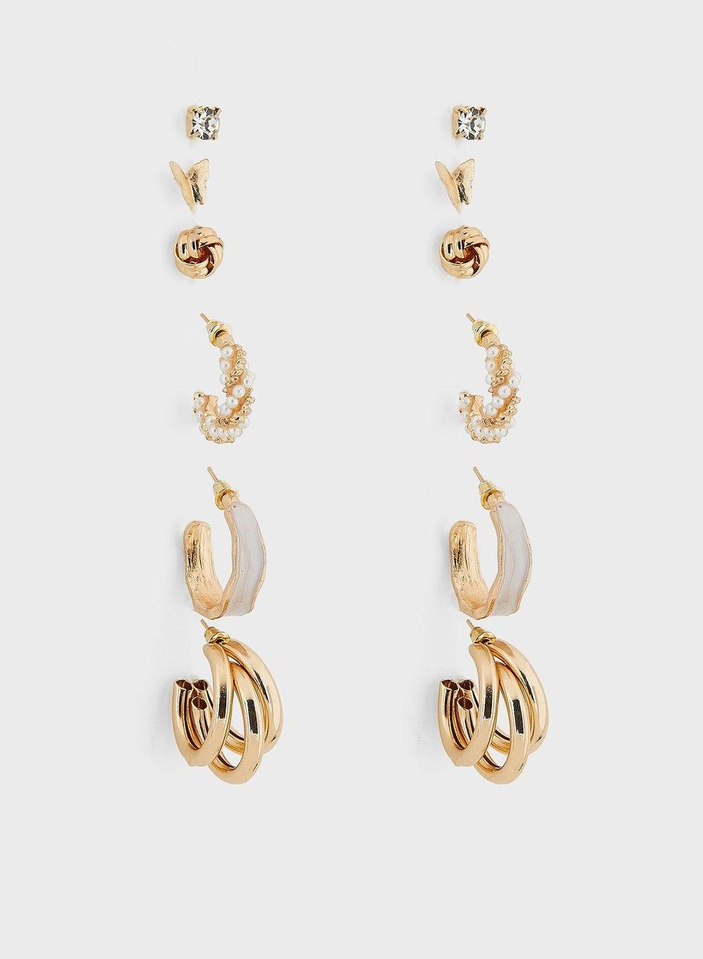 ELLA Chic Mix: 6-Pair Stud and Hoop Earrings Set - Image 1