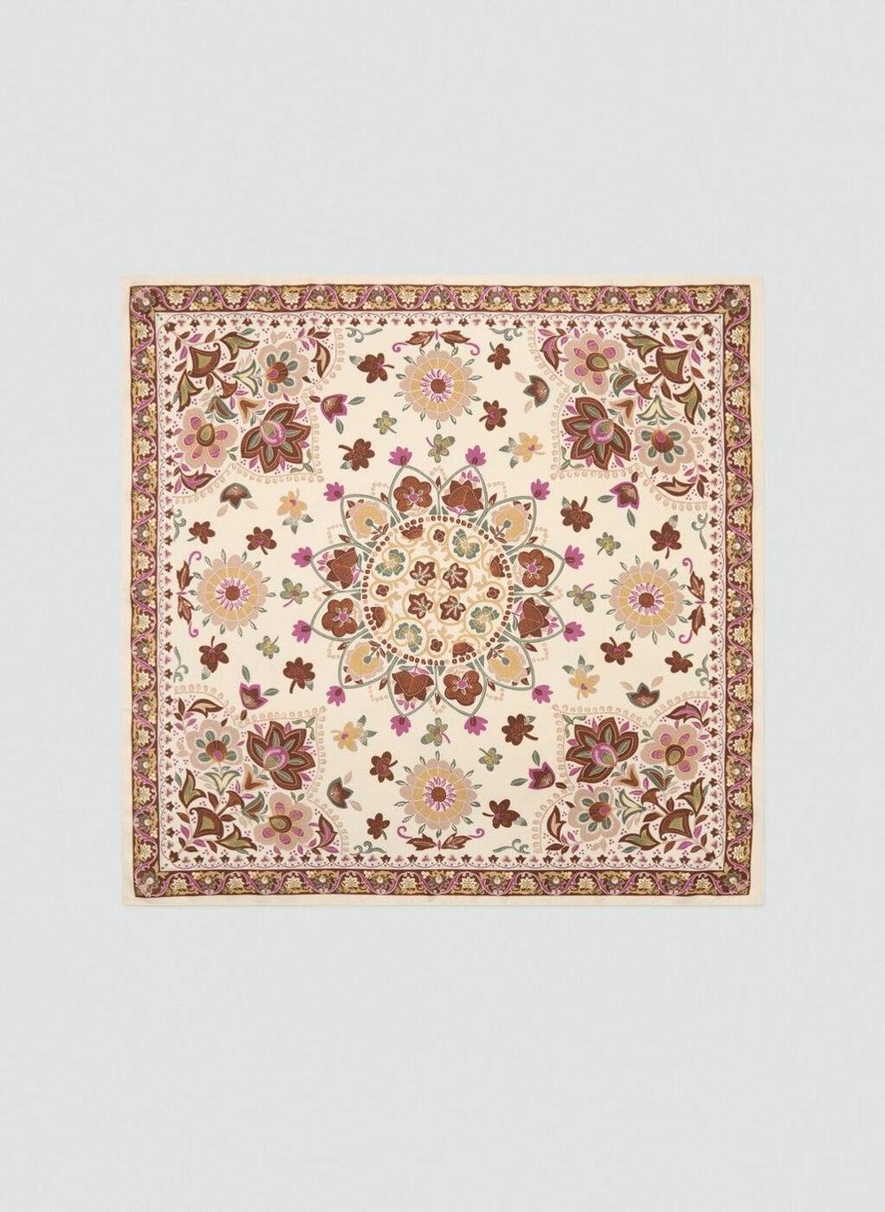 MANGO Floral Elegance Satin Scarf - Chic Accessory - Image 1