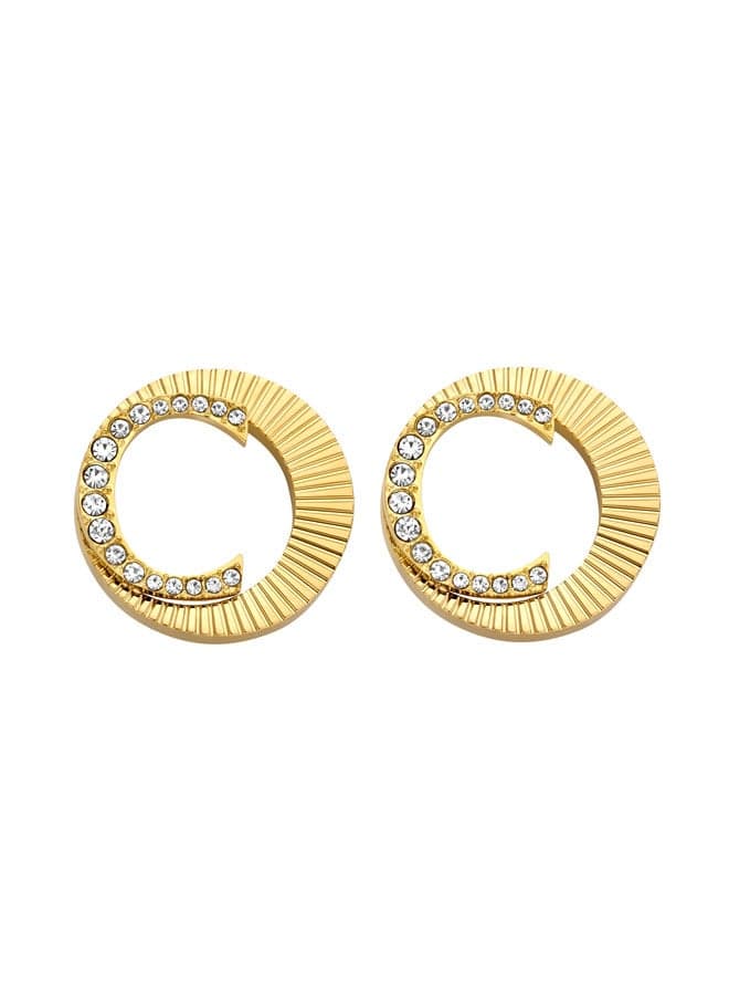 CERRUTI 1881 Gold-Plated Crystal Pleat Earrings - Image 1