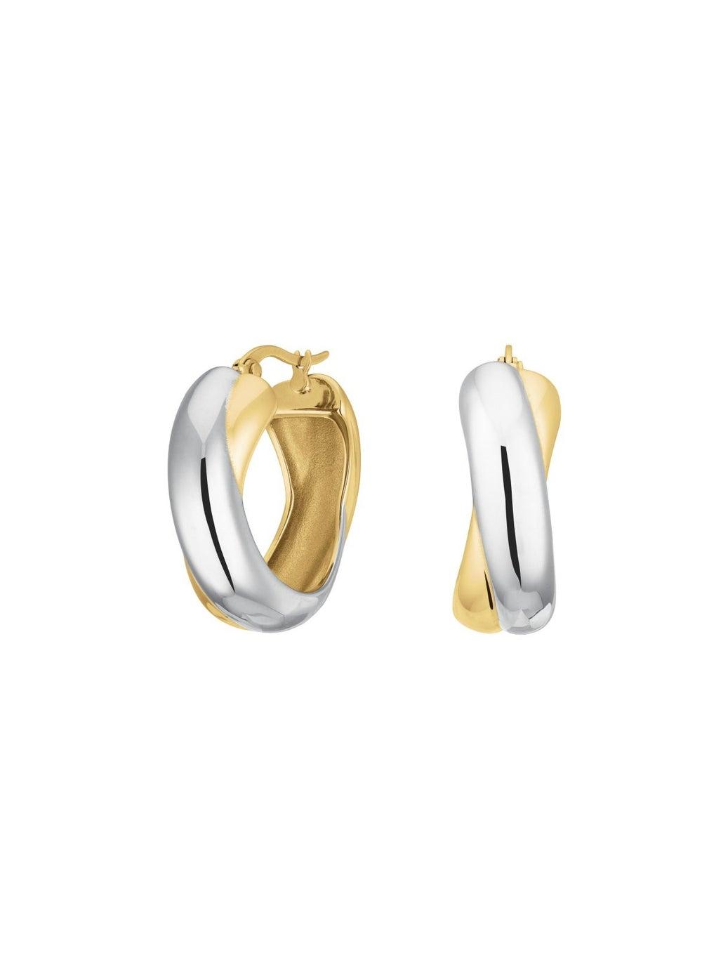 RoseField JEDCD-J978 Duotone Crossed Hoops for Chic Women - Image 1