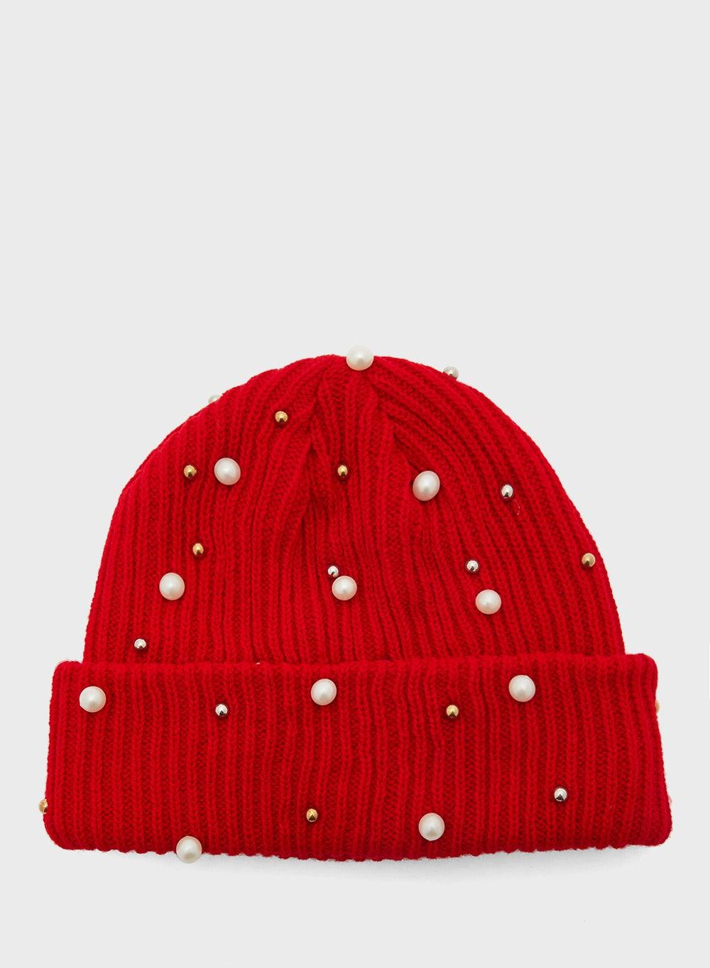 ELLA Pearl-Embellished Luxe Winter Beanie for Women - Image 1