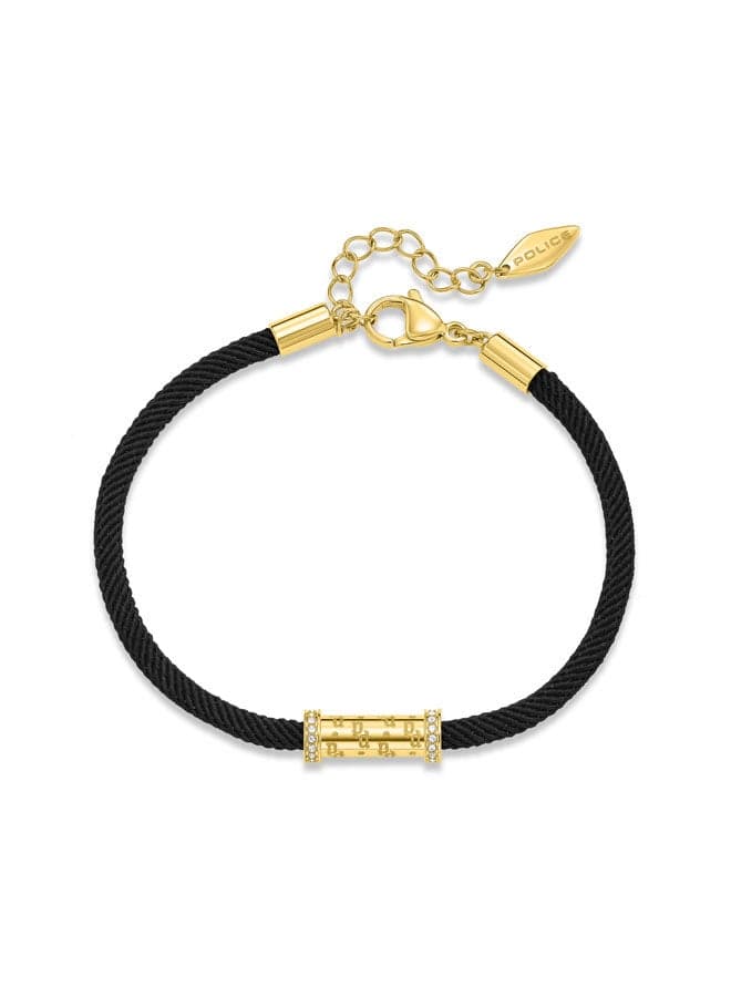 POLICE Braid Charm Bracelet - Gold-Plated Elegance with Crystals - Image 1