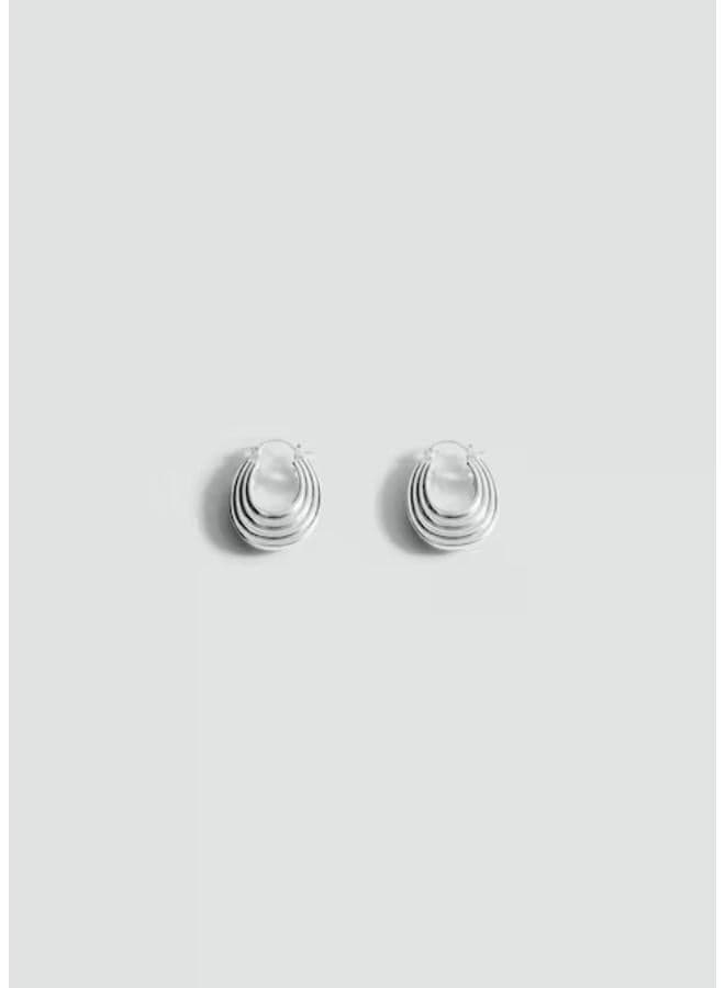 MANGO Silver Embossed Hoop Earrings - A Timeless Accessory - Image 1