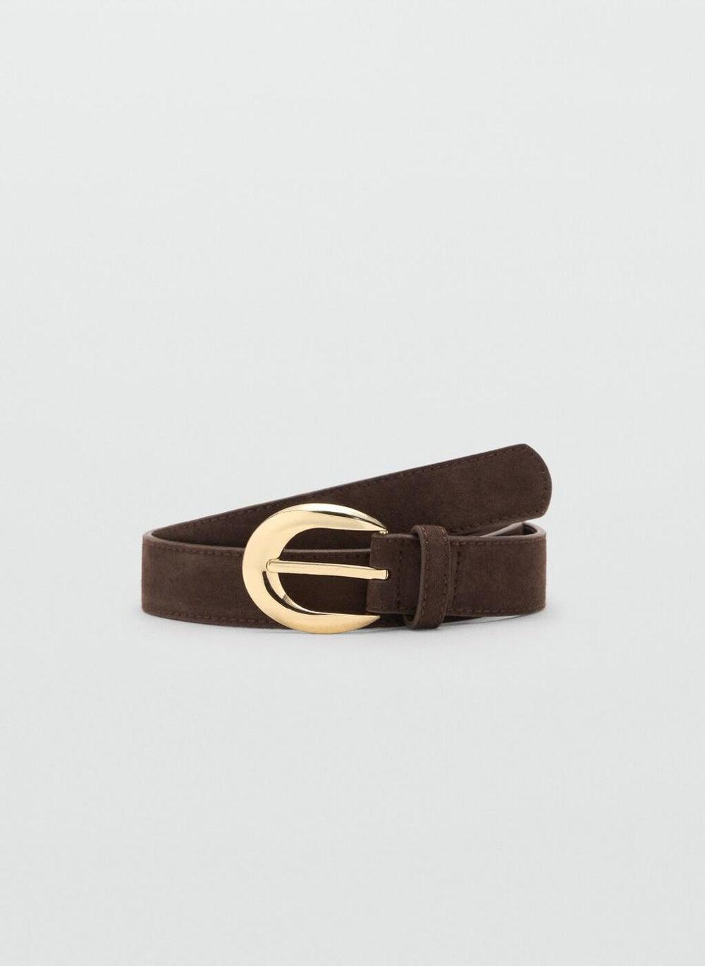 MANGO Women's Oval Buckle Leather Belt - Elegance Redefined - Image 1