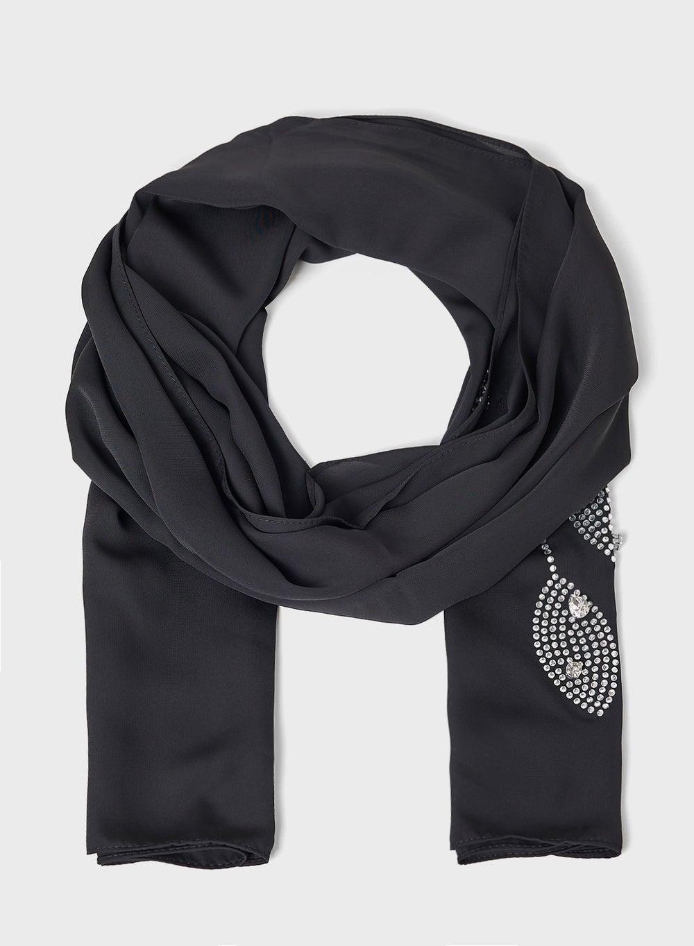 Khizana Diamante Leaf Detail Hijab Scarf - Elegance Redefined - Image 1