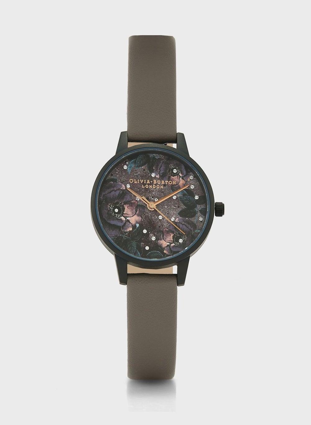 OLIVIA BURTON Elegant Floral Stone Analog Watch - Dark Purple - Image 1