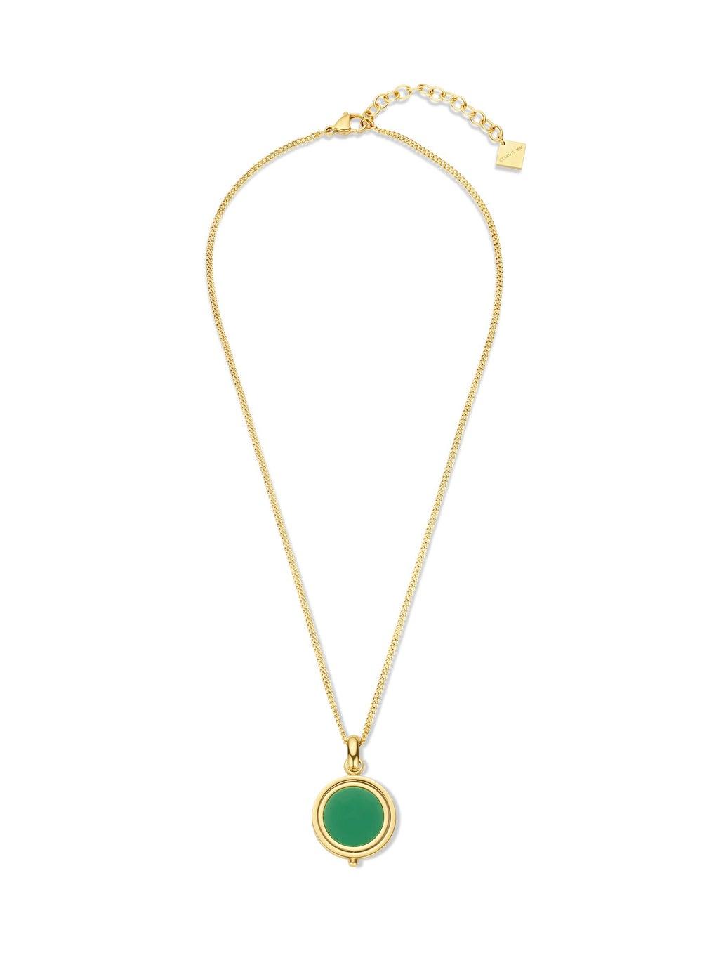 CERRUTI 1881 Gold Medallion Necklace with Green Onyx - Image 1