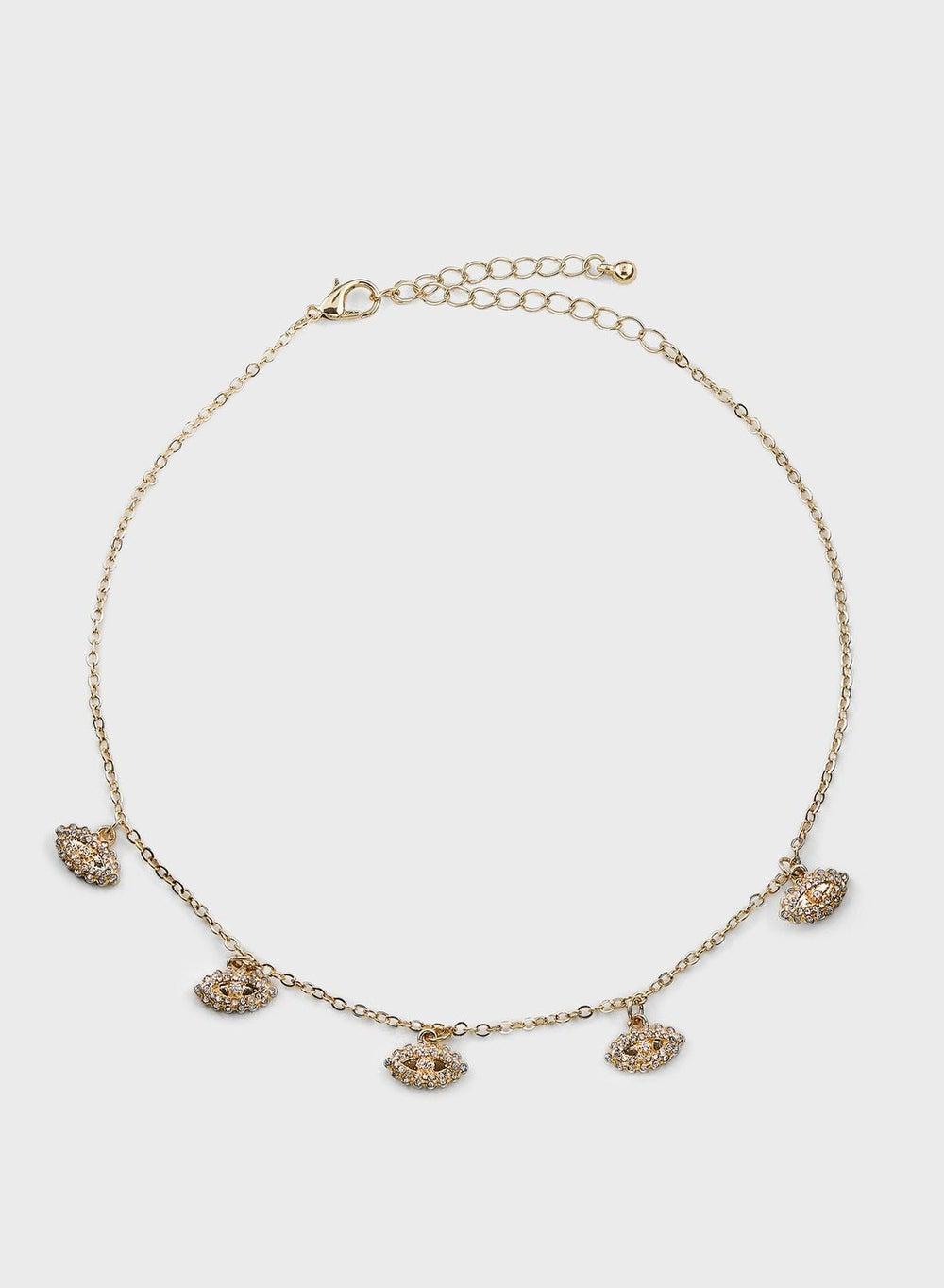Khizana Gold-Tone Evil Eye Rhinestone Choker Necklace - Image 1
