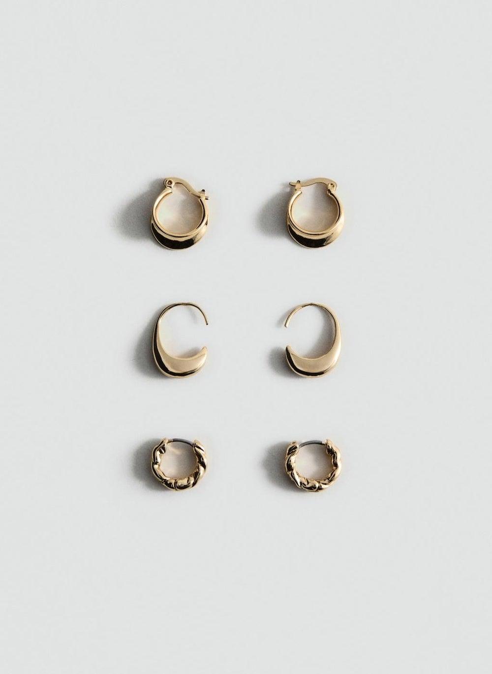 MANGO Timeless Trio: 3-Pack Gold-Tone Hoop Earrings - Image 1