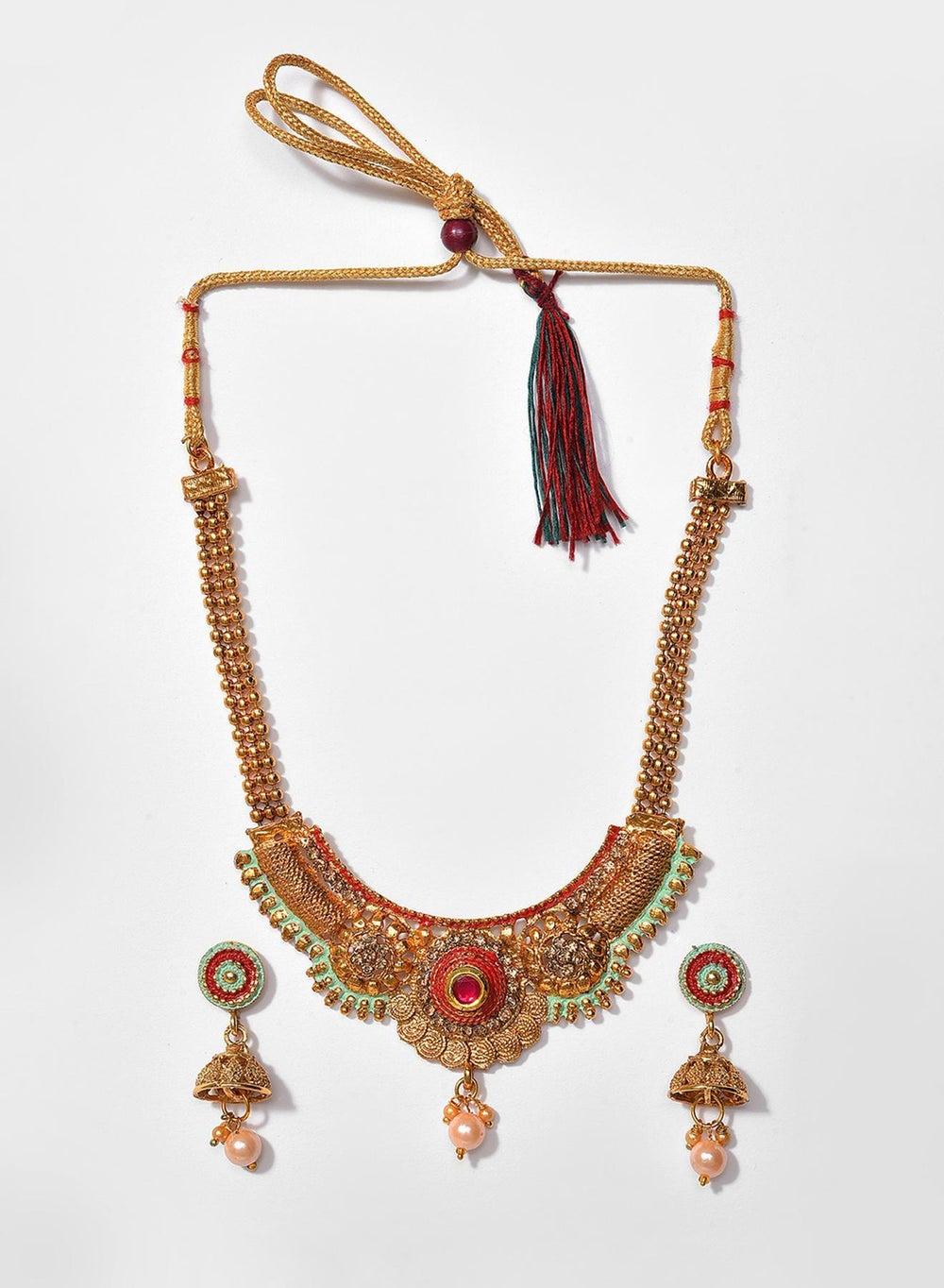 SOHI Elegant Red & Green Jewellery Set for Women - Image 1