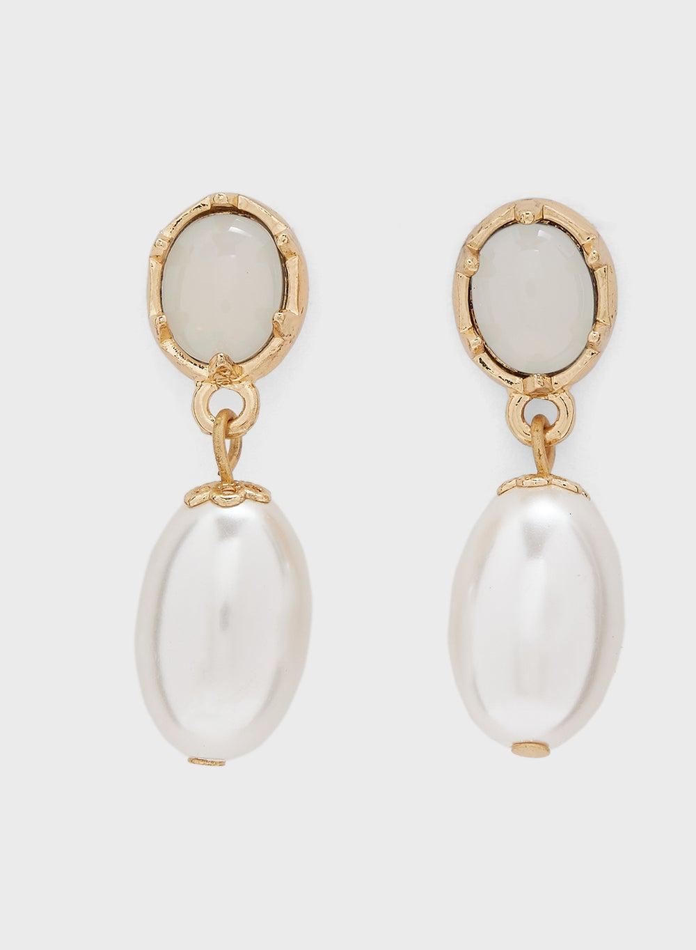 ELLA Pearl Elegance: Stainless Steel Drop Earrings - Image 1
