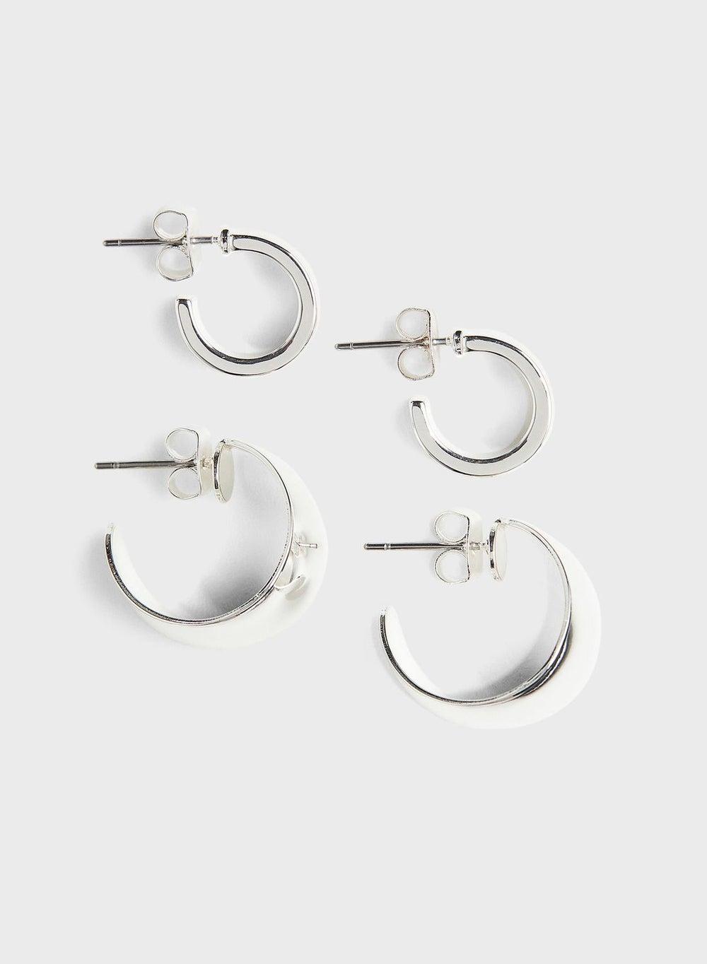 H&M Elegant Recycled Zinc Hoop Earrings - 2 Pairs - Image 1