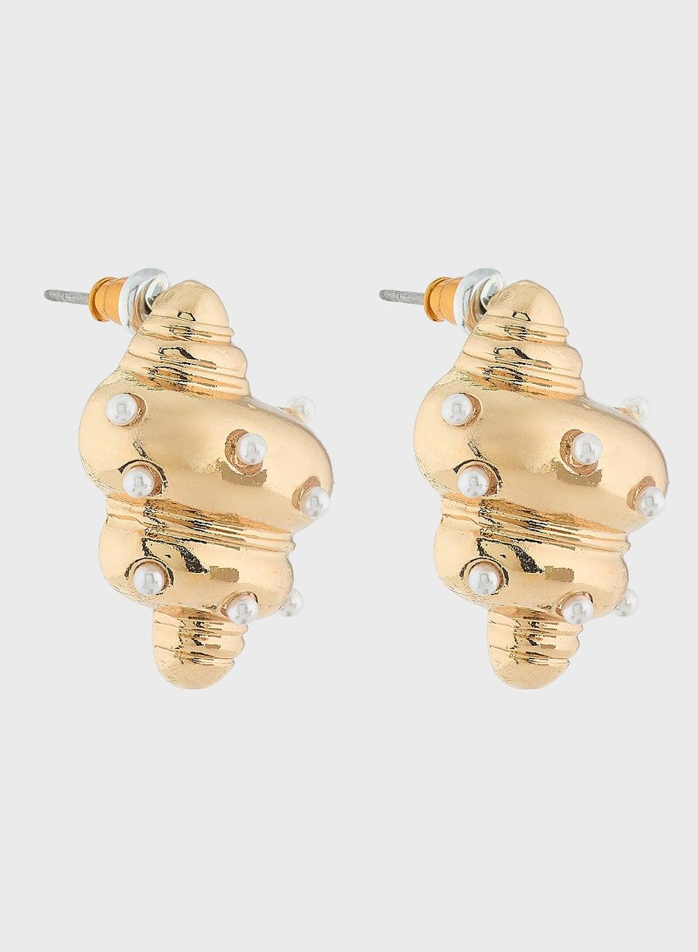 Elegant Ginger Pearl Shell Earrings for Sophisticated Women - Image 1