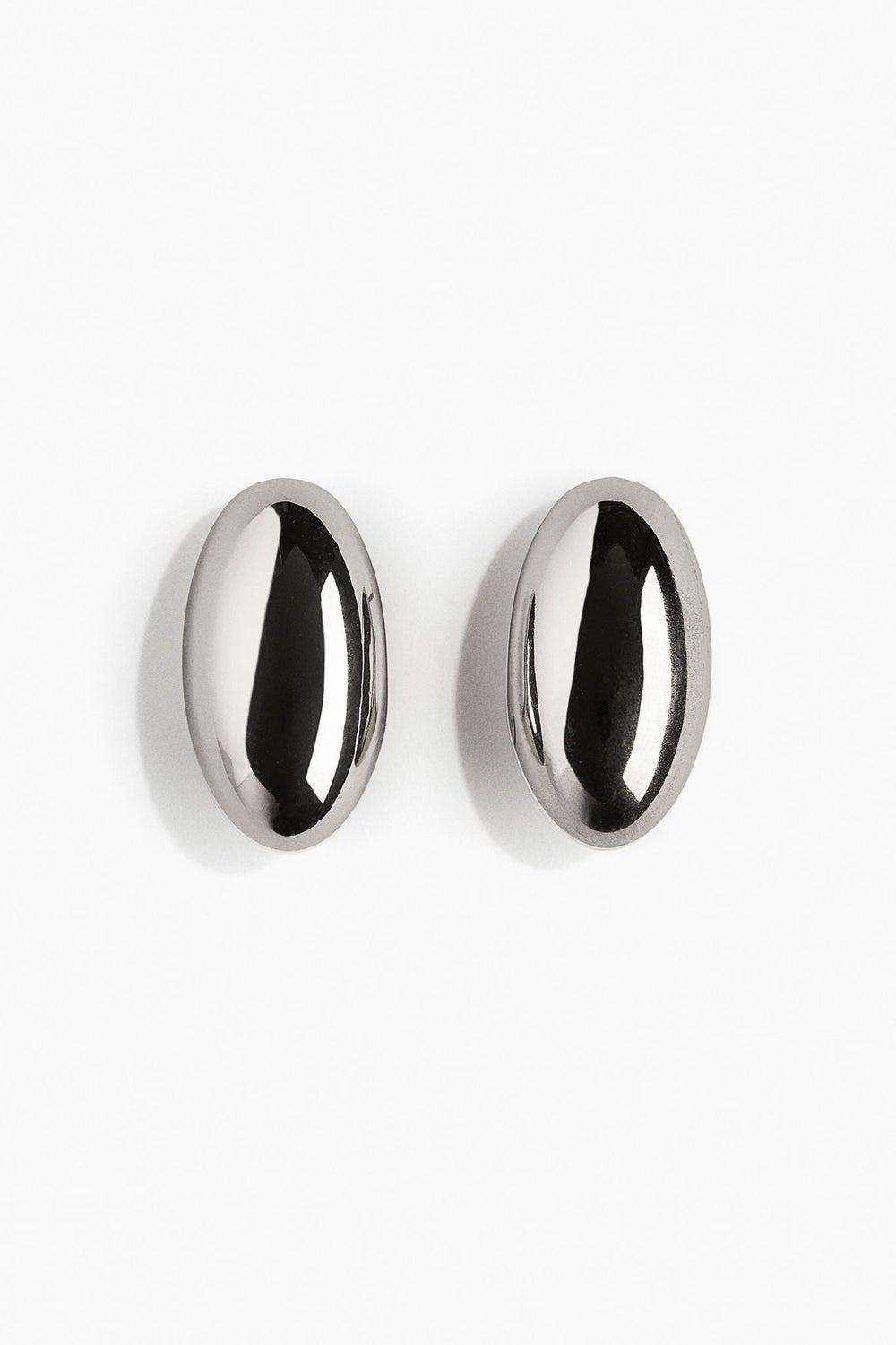 H&M Chic Oval Earrings – Metallic Tone Finish - Image 1
