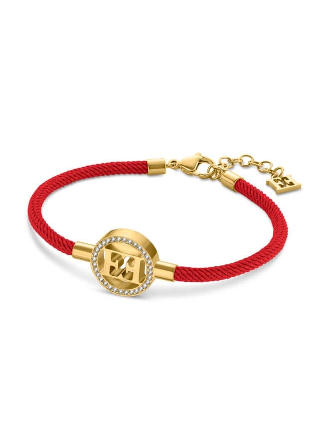 ESCADA Isabella Red Silk & Gold Plated Charm Bracelet - Image 1