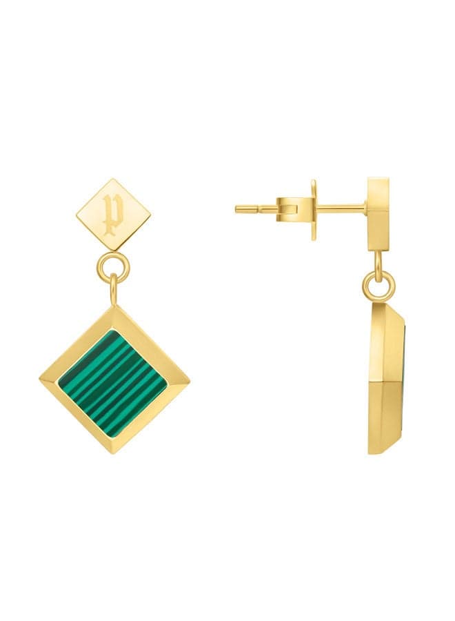 POLICE Gold-Plated Crystal & Malachite Blatant Earrings for Women - Image 1