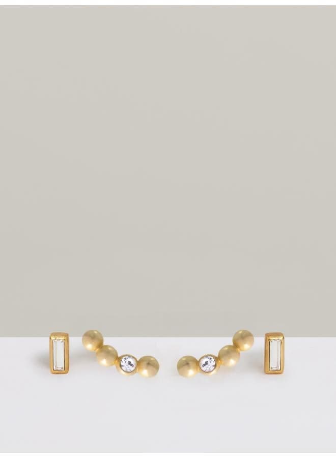 REISS Mina: Elegant Micro Baguette & Crystal Stud Set - Image 1