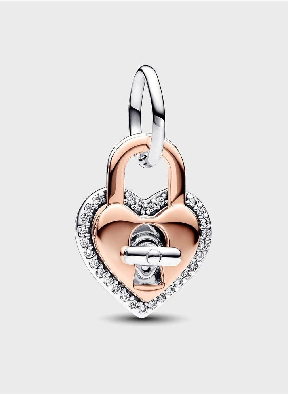 PANDORA Two-Tone Heart Padlock Charm with Secret Love Message - Image 1