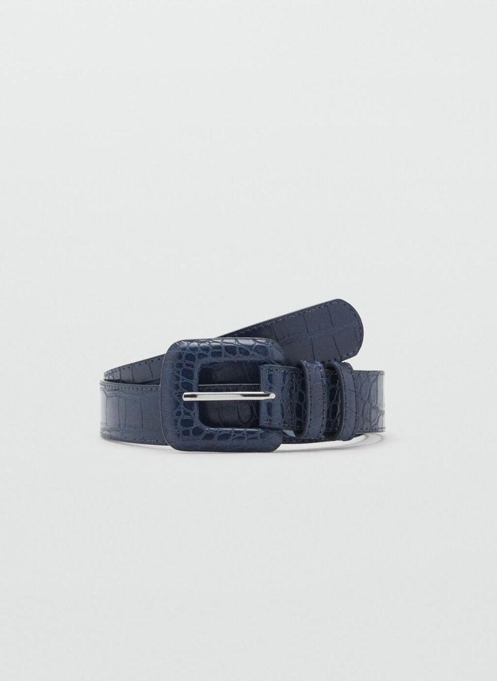 MANGO Crocodile-Effect Women's Belt | Textured Elegance - Image 1