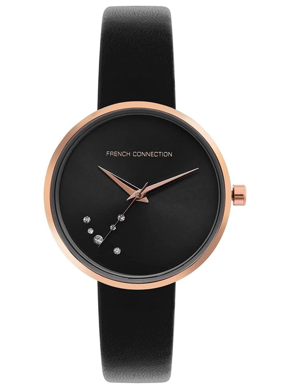 French Connection 31 mm Women's Black Leather Watch - Image 1