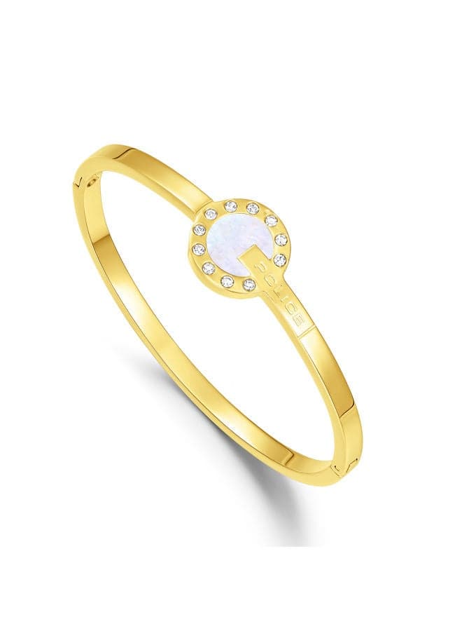 POLICE Glossy Gold-Plated Bangle with Mother of Pearl - Image 1