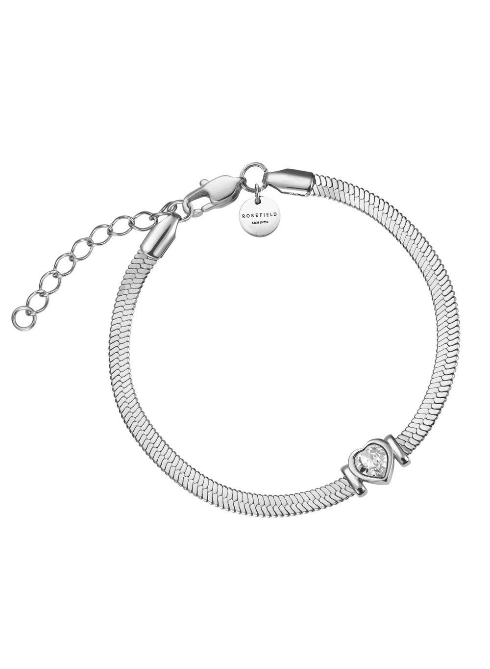 Rosefield JBSWS-J1011 Silver White Crystal Heart Bracelet - Image 1