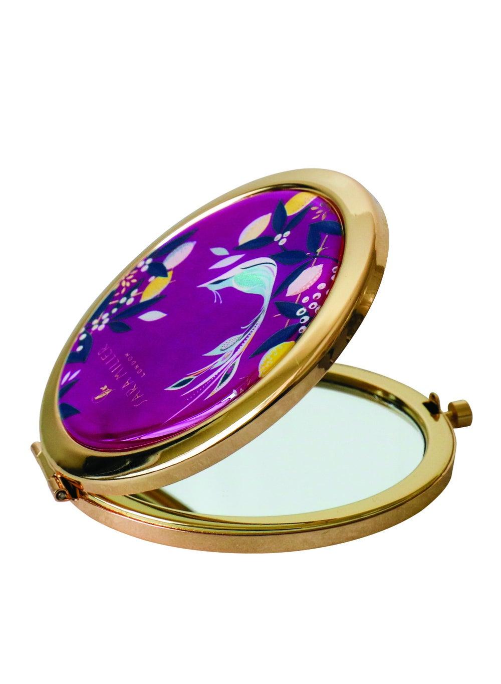 Elegant Bird-Designed Compact Mirror with Gold Accents - Image 1