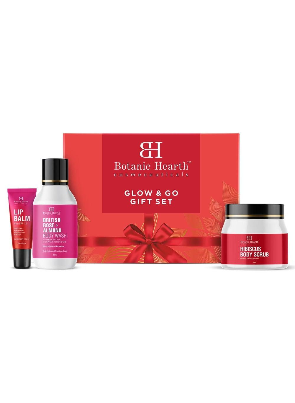 Botanic Bliss Set: Hibiscus Scrub 60g, Rose Wash 50ml, Raspberry Balm 10g - Image 1