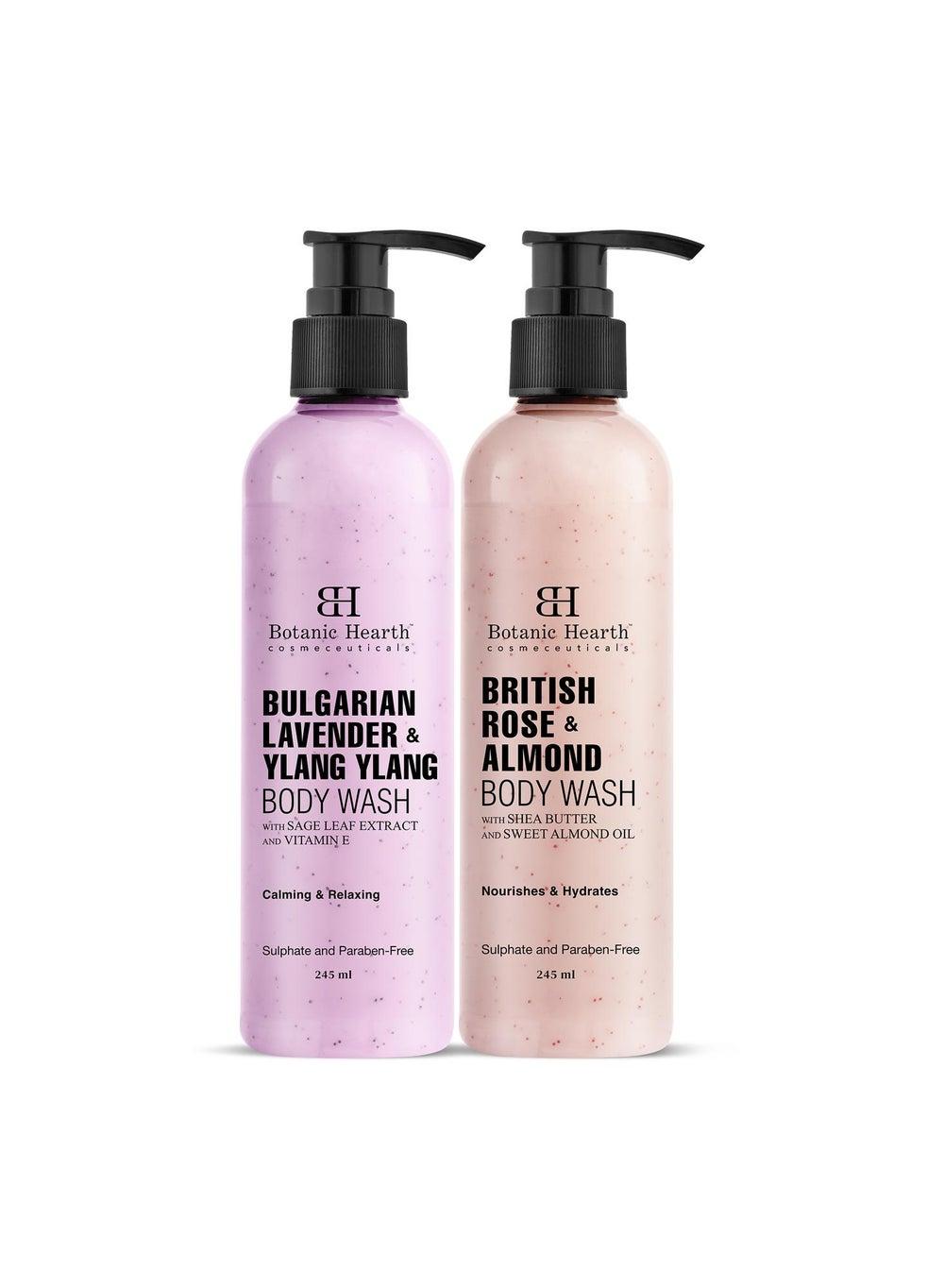 Luxury Rose & Almond and Lavender & Ylang Body Wash Duo - Image 1