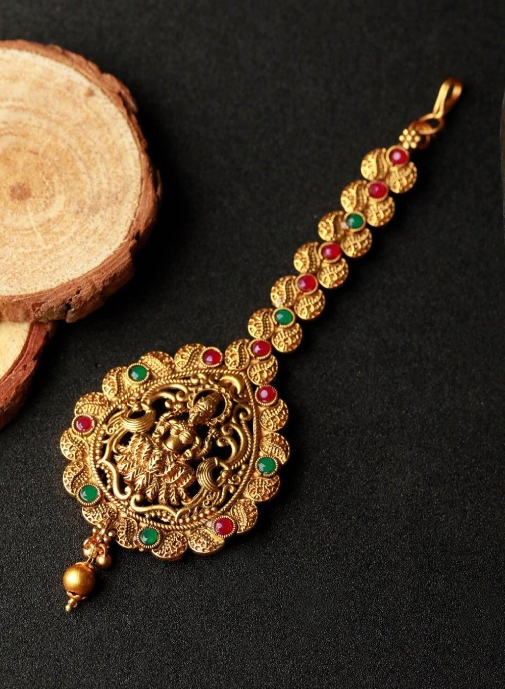 Laxmi Gold-Plated Maang Tikka with Artificial Stones - Image 1
