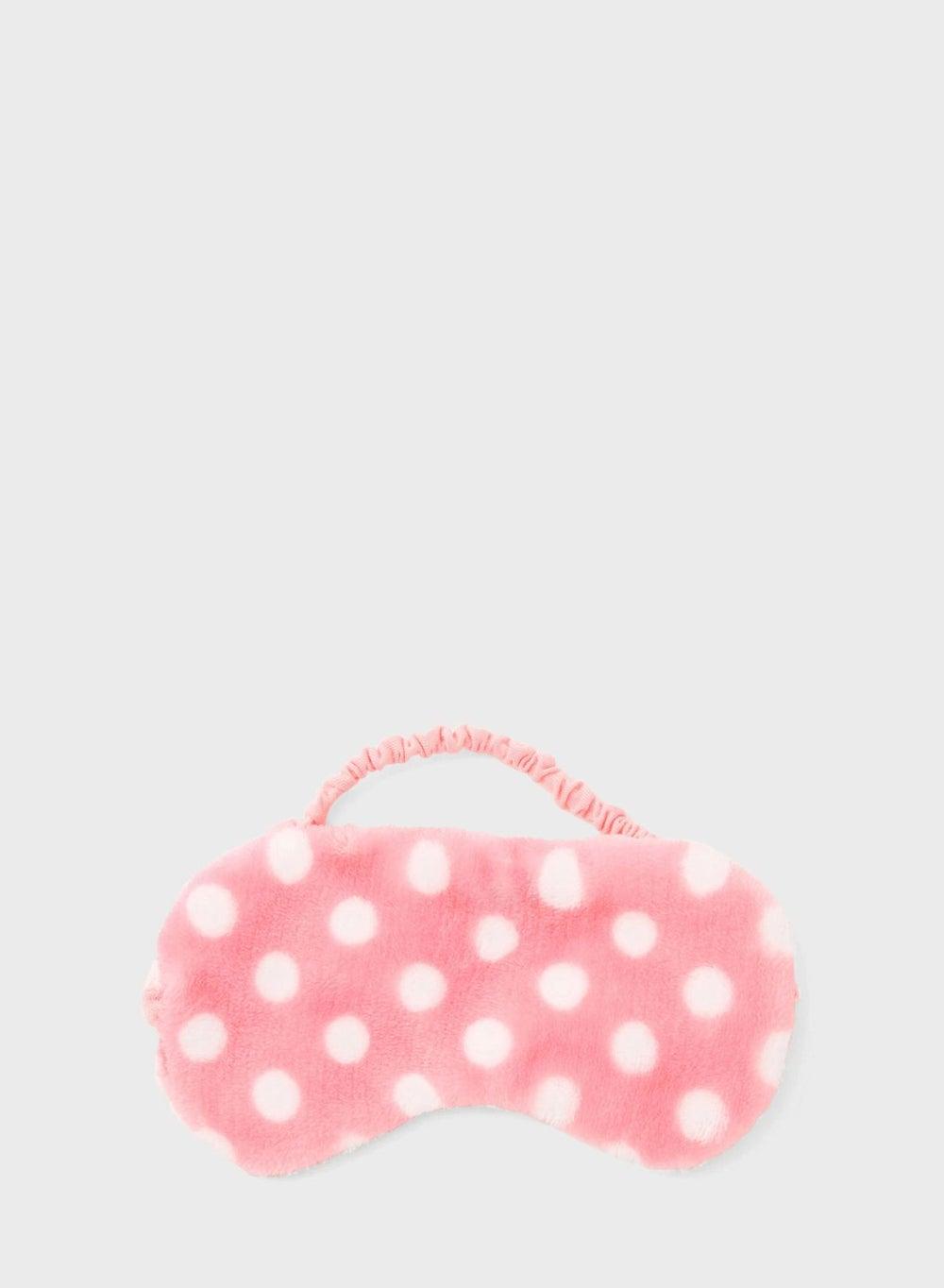 Polka Dot Plush Pink Sleeping Mask - Ultimate Comfort - Image 1