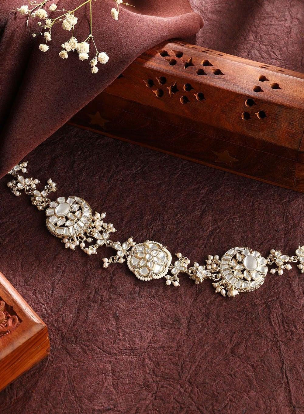 Gold-Plated Kundan & Beaded Matha Patti for Women - Image 1