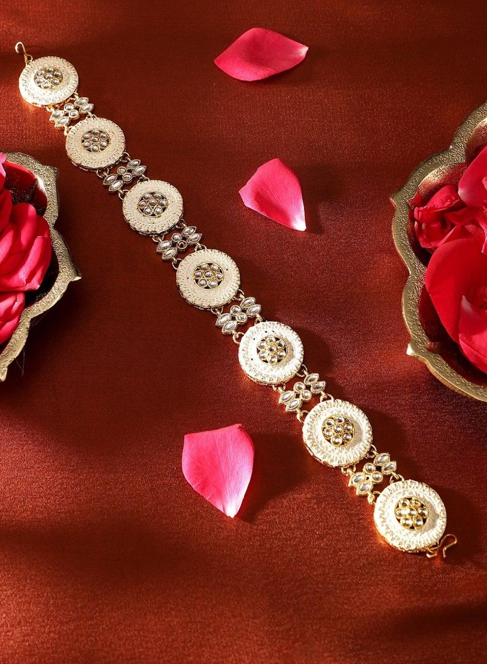 Gold-Plated Kundan Matha Patti – Elegant Headpiece - Image 1