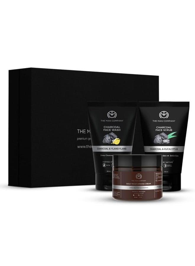 The Man Company Radiant Skin De-Tan Kit, Charcoal Trio - Image 1
