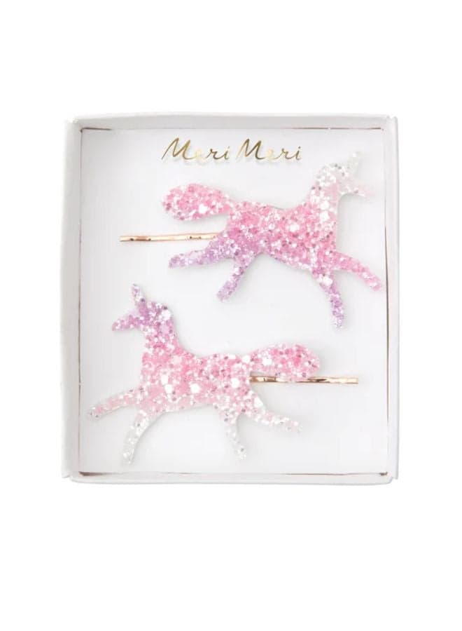 Unicorn Ombre Glitter Hair Slide Duo - Pastel Magic - Image 1