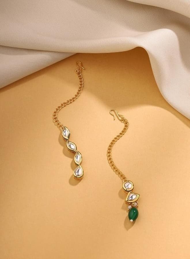 Green Brass Maang Tika for Women - Ideal for Fashionable Ethnic Events - Image 1