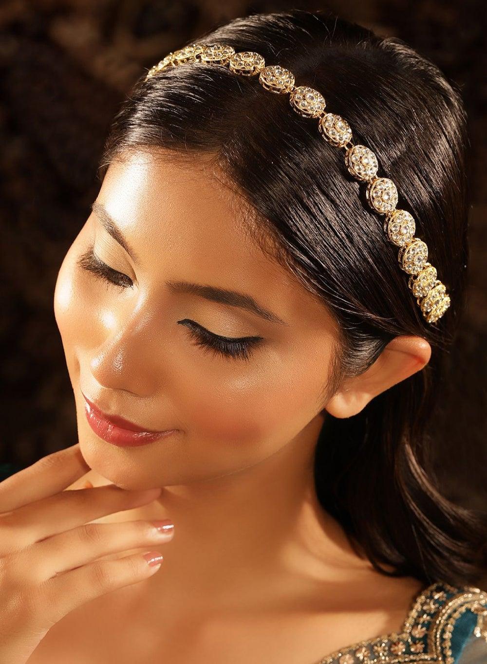 Elegant Gold-Plated Kundan Studded Head Chain - Image 1