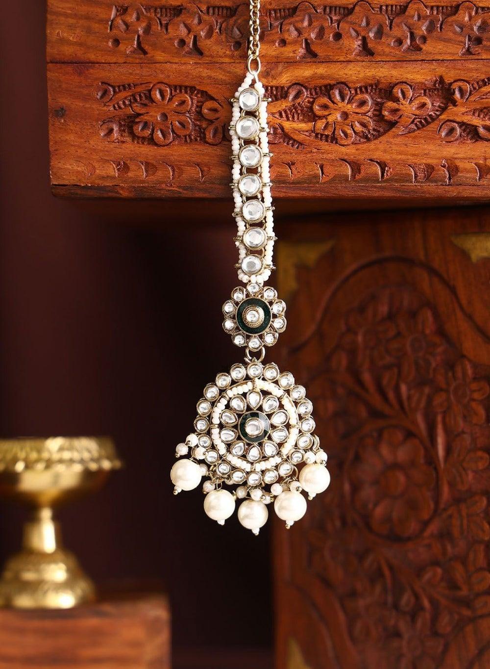Elegant Kundan Studded Maang Tikka - Gold-Plated Brass - Image 1
