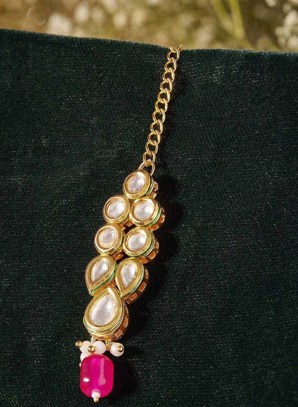 Elegant Kundan Studded Maang Tikka | Gold-Plated Brass - Image 1