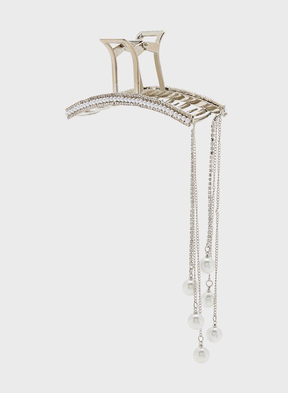 Hh2956 Silver Embellished Claw Clip for Casual Elegance - Image 1