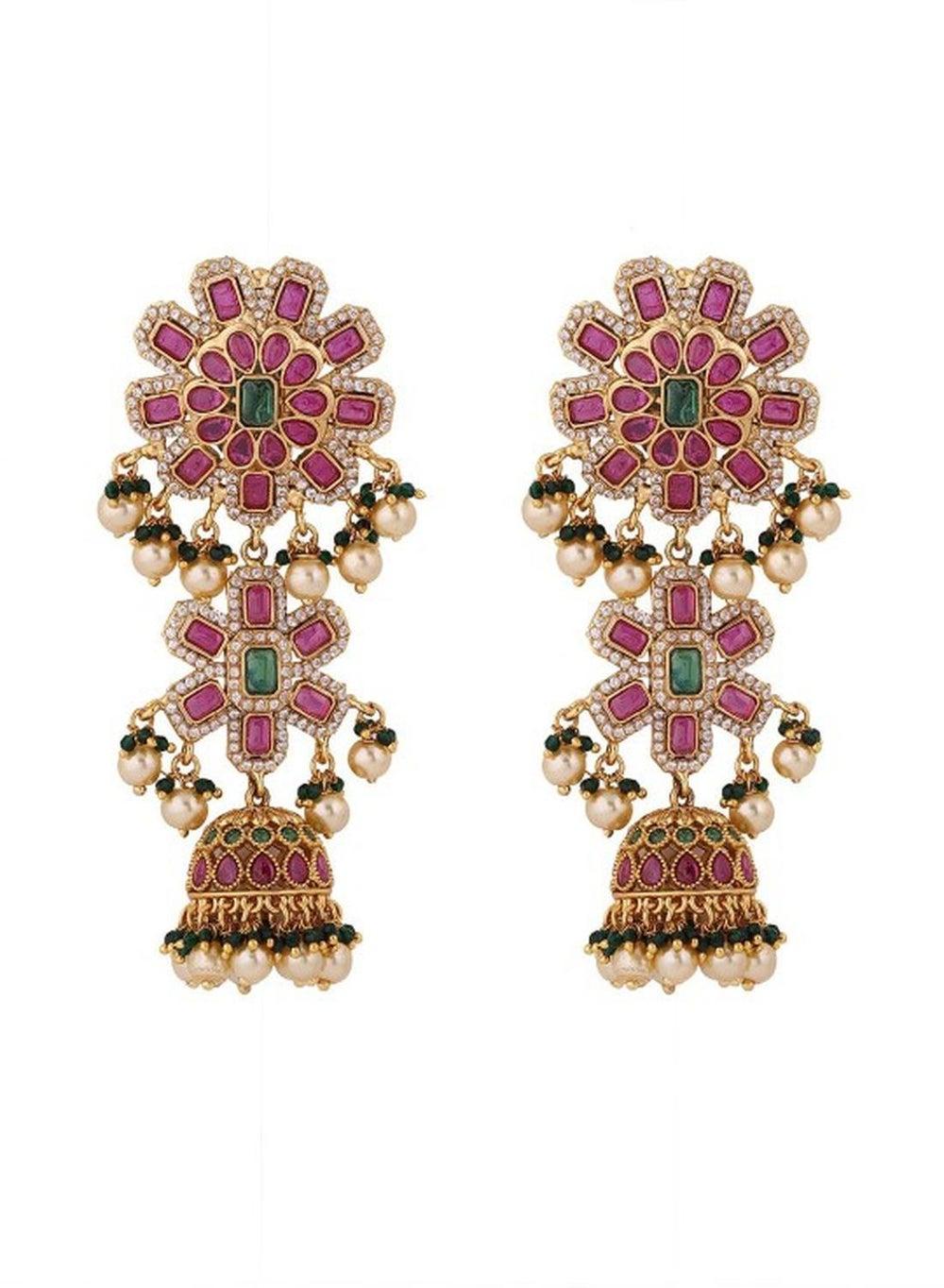Elegant Gold-Toned & Pink Embellished Bobby Pins - Set of 2 - Image 1