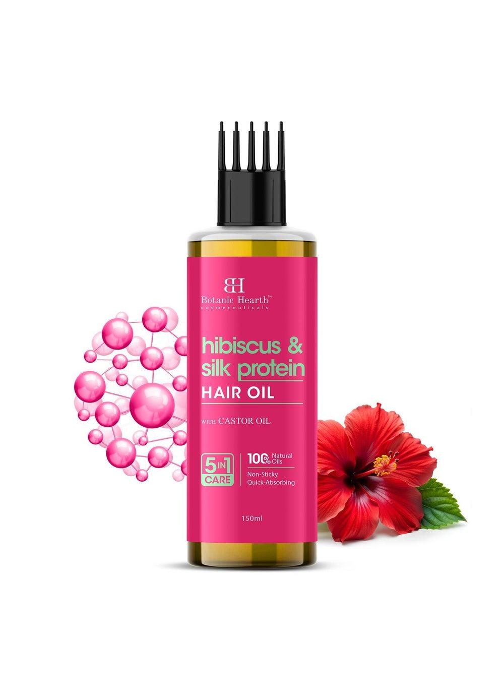 Botanic Hearth Hibiscus & Silk Shine Booster Hair Oil - 150ml - Image 1
