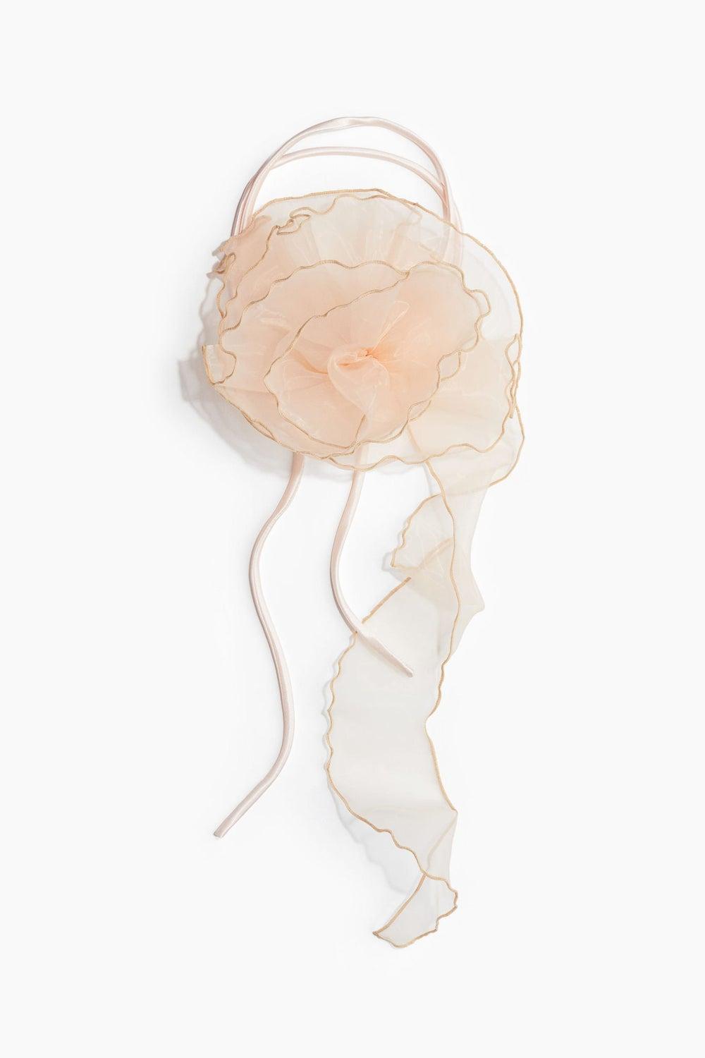 Chic Floral Appliqué Organza Scarf Necklace - Image 1