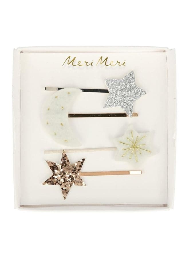 Moon & Star Glitter Hair Slide Set - Image 1