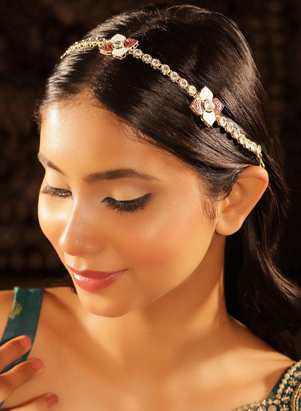 Elegant Kundan Studded Matha Patti - Gold-Plated Elegance - Image 1