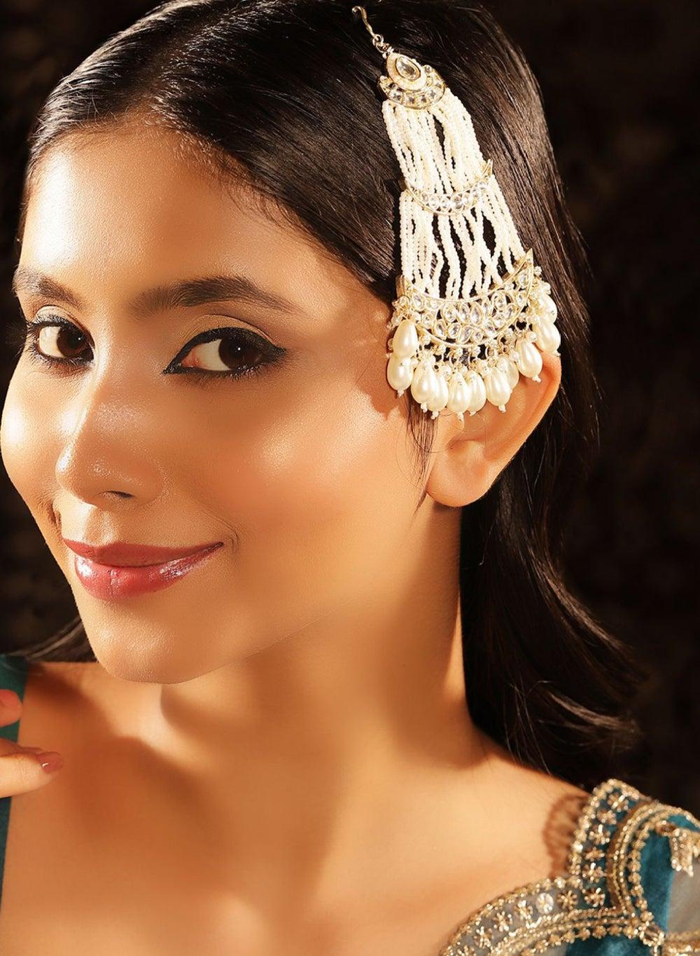 Elegant Kundan Studded Jhumar Passa Headpiece - Image 1