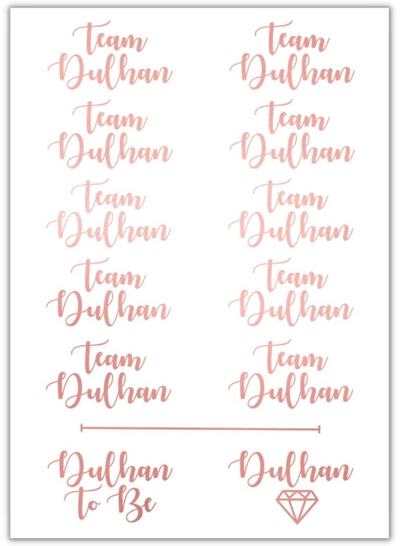 Team Dulhan Rose Gold Bridal Tattoo Sheet. - Image 1
