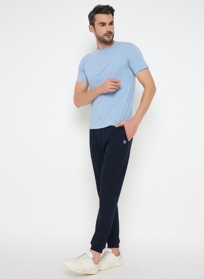 Navy Blue Cotton Joggers – Elastic Waist Comfort Fit - Image 1