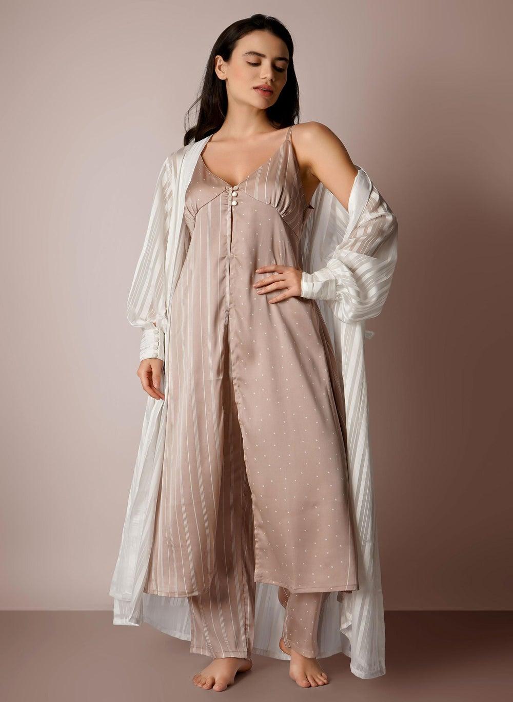Enzo Luxe Satin 3-Piece Pyjama Set with Robe - Image 1