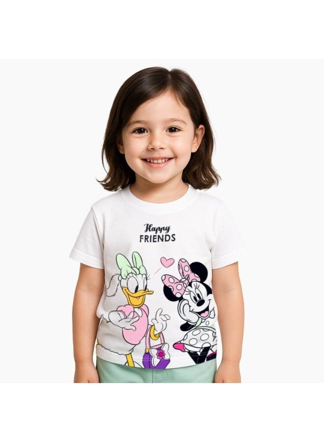 Disney Mickey & Friends Girls Cotton Stretch T-Shirt - Image 1